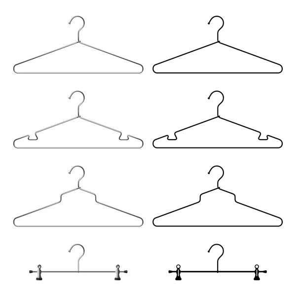 Kleiderbügel aus metallischem Stahl. realistisch und schwarz silho — Stockvektor