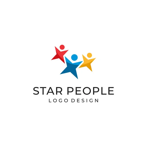 Yıldız Insanların Logo Tasarım Vektör Şablonu — Stok Vektör