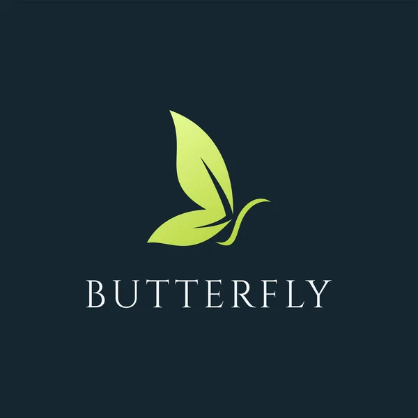 Farfalla Con Disegno Logo Foglia Modello Vettoriale — Vettoriale Stock