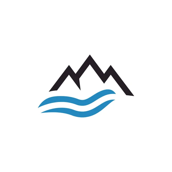 Design Vektorvorlage Für Wasser Und Berg Logo — Stockvektor