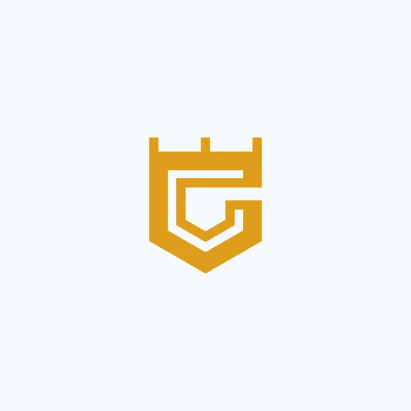 手紙C城の形のロゴデザインベクトルテンプレート — ストックベクタ