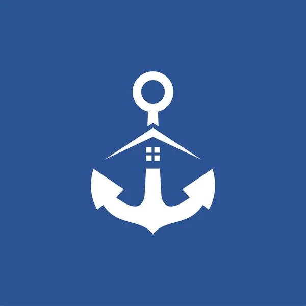 Çapa ve ev logosu tasarım şablonu vektörü