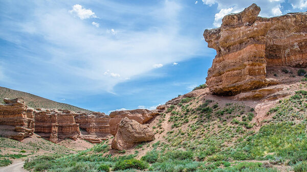 Beautiful Landscape Overlooking Canyon Highlands Charyn Canyon Kazakhstan — Stock Photo, Image