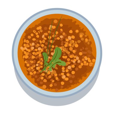 Vejetaryen mercimek çorbası ile mavi tabak beyaz üzerine izole.