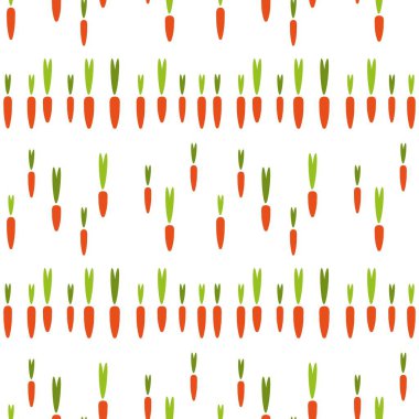 Havuç sınırsız vektör deseni. Gıda konsepti için vektör illüstrasyonuName.