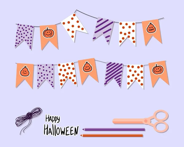 Bandeiras Baseadas Turnos Diy Para Ilustração Vetor Férias Halloween Artesanato — Vetor de Stock