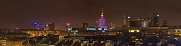 Panorama van Warschau bij nacht — Stockfoto