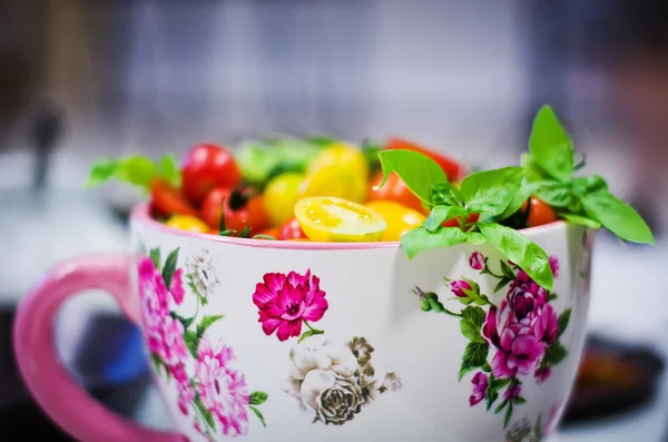 Mug full of vegetables