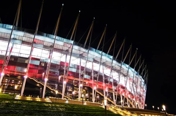 Illumination of the facade National Stadium in Warsaw Stock Picture