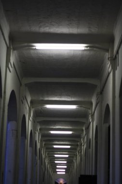 lights lined the hallway of the Lawang Sewu building, Semarang City