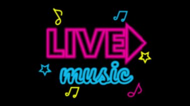 Siyah arkaplanda canlı müzik parlayan metin canlandırması