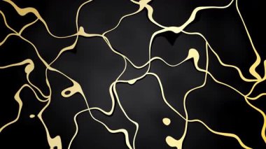 Altın Dalga Çizgileri Siyah Arkaplanda İlerliyor, Modern Soyut Animasyon