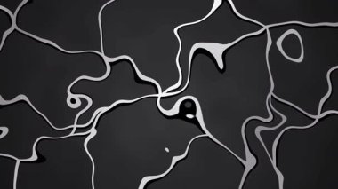 Gümüş Dalga Çizgileri Siyah Arkaplanda İlerliyor, Modern Soyut Animasyon