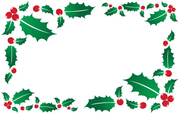 Kırmızı Böğürtlenli ve Yeşil Yapraklı Noel Holly Çerçevesi