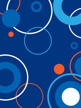 Renkli daire geometrik şekilli mavi arkaplan