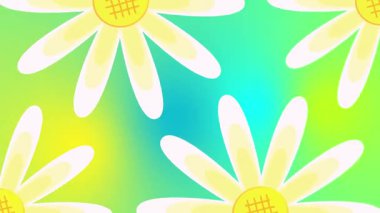 Dönen Çiçekler ve Yumuşak Renklerle Parlak Yaz Çiçek Desenli Canlandırma