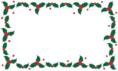 Holly Yaprakları ve Renkli Böğürtlenlerle Noel Sınırı