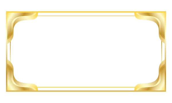 Beyaz arkaplanda eğimli köşeleri olan altın çerçeve