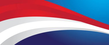 Mavi arkaplanda soyut kırmızı ve beyaz dalgalar