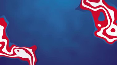 Köşelerinde kırmızı ve beyaz dalgalı şekiller olan mavi soyut arkaplan hareketi canlandırması