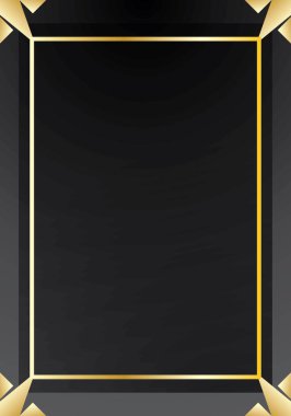 Altın çerçeveli boş siyah sertifika arkaplanı
