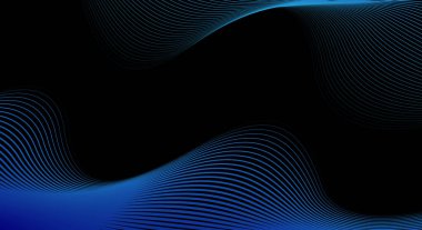 Siyah Arkaplanda Modern Soyut Mavi Dalga Çizgileri