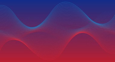 Dinamik akış çizgileri olan modern soyut kırmızı ve mavi gradyan.