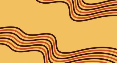 Sıcak sarı arkaplanı olan soyut retro dalga çizgileri.