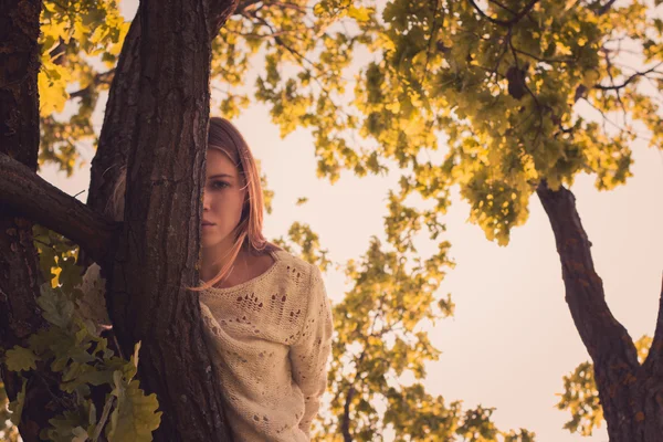 Girl trees — Stock Photo, Image