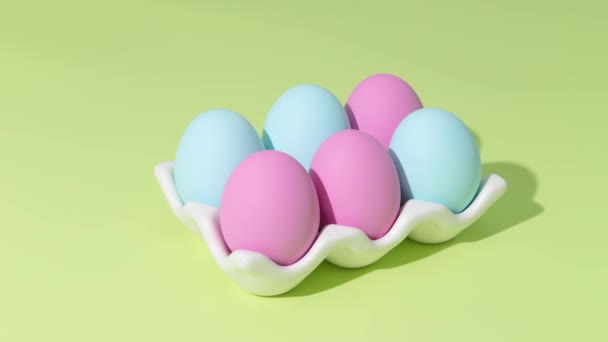 Easter Telur Dalam Keranjang Pada Latar Belakang Hijau — Stok Video