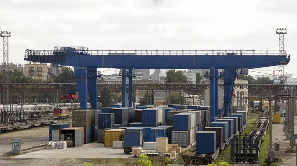 Nákladní vlaky na cargo terminálu Stock Fotografie