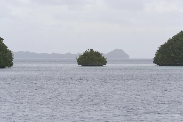 Mer bleue et petite île verte — Photo