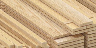 Bir sürü tahta yığını var. 3d illüstrasyon 