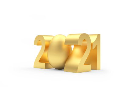 2021 numaralı Paskalya yumurtası beyaza izole edilmiş. 3d illüstrasyon 