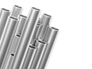 Metal borular beyaza izole edilmiş. 3d illüstrasyon 