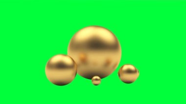 Altın bir çubuk gümüş bir çubuğun üzerinde yatar ve yeşil bir ekranda üç boyutlu animasyonda döner. 4K çözünürlüğü. 