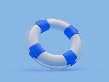 Mavi yakın plan Lifebuoy. 3d illüstrasyon 