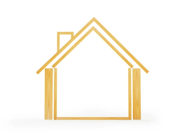 Goldenes Leeres Haus Ikone Isoliert Auf Weiß Illustration — Stockfoto