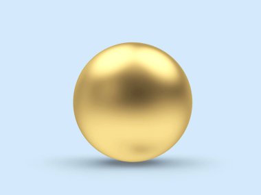 Altın küre ya da top maviye yakın çekim. 3d illüstrasyon 