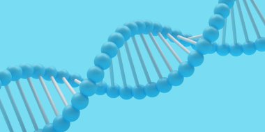Mavi üzerine DNA sarmalı yakın plan. 3d illüstrasyon