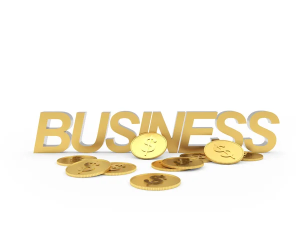 Goldtext Business Mit Verstreuten Münzen Auf Weiß Illustration — Stockfoto