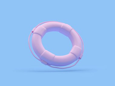 Mavi üzerine pembe can simidi. 3d illüstrasyon