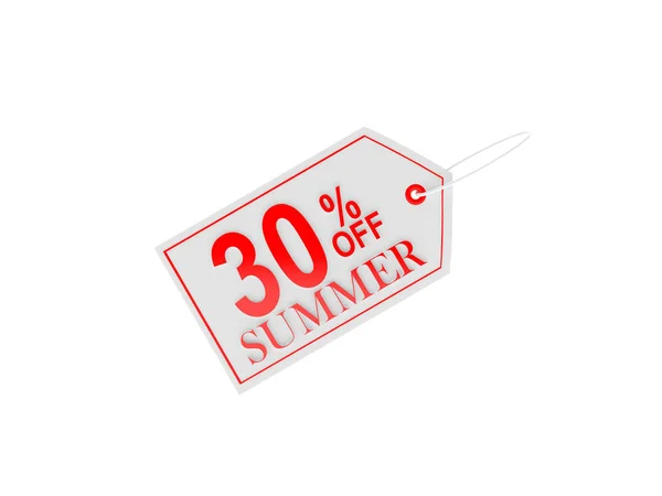Thirty Percent Summer Discount Price Tag White Illustration — Stockfoto