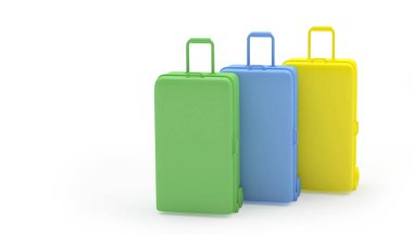 Renkli seyahat valizleri. 3d illüstrasyon