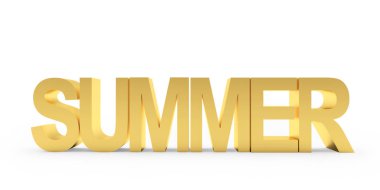 Beyaz üzerine altın metalden yapılmış yaz metni. 3d illüstrasyon 