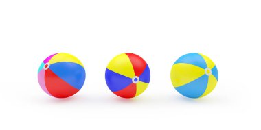 Beyaz üzerine üç çizgili plaj topu. 3d illüstrasyon