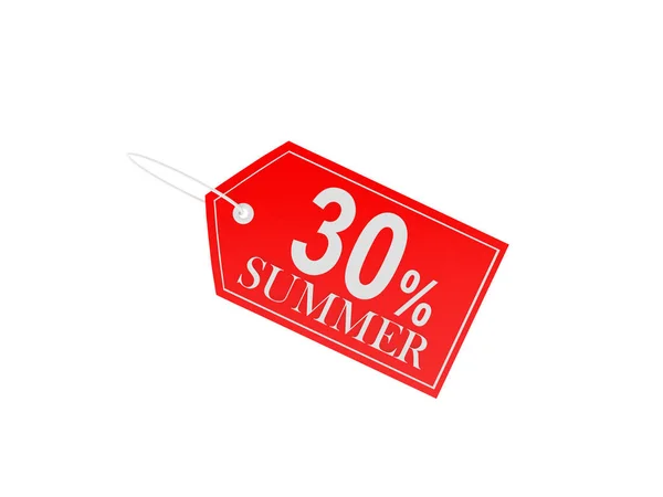 Red Price Tag Percent Summer Discount White Illustration — Stockfoto