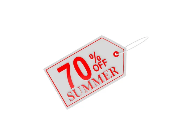 Seventy Percent Summer Discount Price Tag Isolated White Illustration — Stockfoto