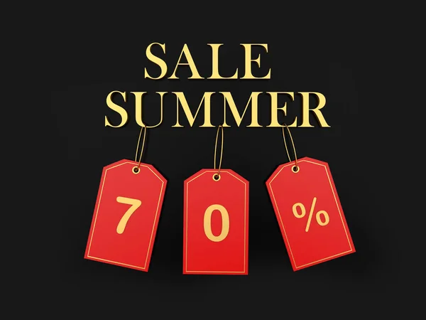 Banner Text Summer Sale Seventy Percent Discount Red Price Tags — Stock Photo, Image