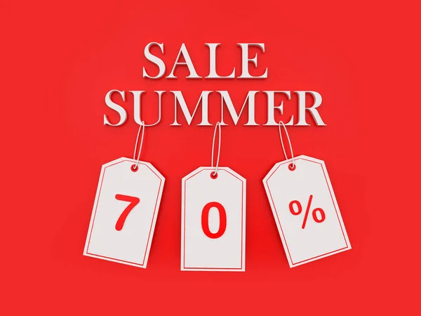 Banner Text Summer Sale Seventy Percent Discount Price Tags Red — Stockfoto